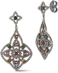 Banji Jewelry - Silver 4.44 Ct. Tw. Diamond & Tourmaline Drop Statement Earrings - Lyst
