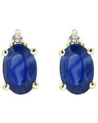 LEVARON FINE JEWELRY - Levaron 14K 0.77 Ct. Tw. Diamond & Sapphire Stud Earrings - Lyst