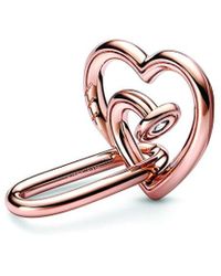 PANDORA - Me 14k Rose Gold Plated Cz Nailed Heart Charm - Lyst