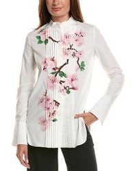 Oscar de la Renta - Long Sleeve Cherry Blossom Blouse - Lyst