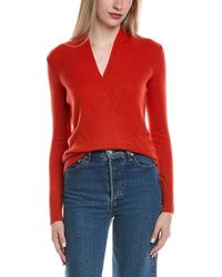 Sofiacashmere - Modern Faux Wrap Wool & Cashmere-Blend Sweater - Lyst