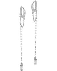Glaze Jewelry - Rhodium Plated Cz Huggie Earrings - Lyst