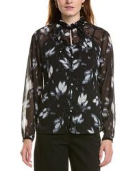 Anne Klein - Ruffle Neck Blouse - Lyst