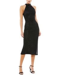 Mac Duggal - Embellished Sleeveless Halter Neck Midi Dress - Lyst