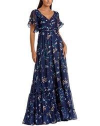 Mac Duggal - Flounce Sleeve Floral Maxi Dress - Lyst