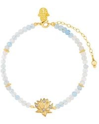 Karma and Luck - Plated Aquamarine Cz Beaded Bracelet - Lyst