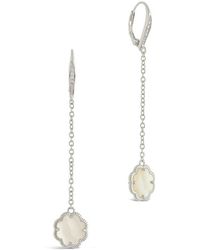 Sterling Forever - Pearl Long Drop Earrings - Lyst