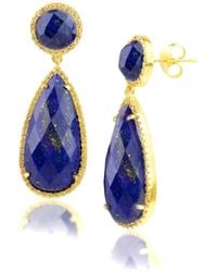 MaxColor - 18K Over 2.20 Ct. Tw. Lapis Lazuli Dangle Earrings - Lyst