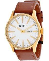 Nixon Sentry Leather Watch - Metallic
