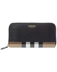 Burberry - Check Canvas & Leather Zip Around Wallet - Lyst