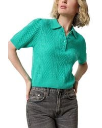 Lilla P - Mixed Stitch Elbow Sleeve Polo - Lyst