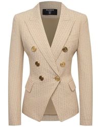 Balmain - Monogram Jacquard Double Breasted Jacket - Lyst