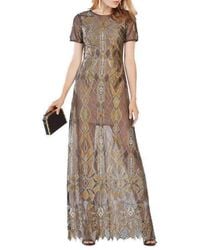 BCBGMAXAZRIA - Taliah Metallic Geometric Lace Gown - Lyst