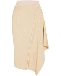 Stella McCartney - Asymmetric Ribbed Stretch-jersey Midi Skirt It 38 - Lyst