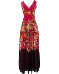 BCBGMAXAZRIA - Printed Silk V-neck Maxi Dress - Lyst