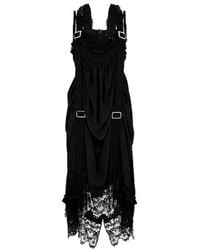 Simone Rocha - Draped Buckle Silk Midi Dress - Lyst