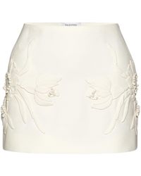 Valentino - Floral-embroidered Mini Skirt - Lyst