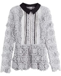 Self-Portrait - Ice 3d Floral Guipure Lace Shirt - Lyst