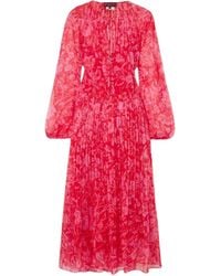 Gucci - Floral Silk Chiffon Maxi Dress With Pleated Skirt - Lyst