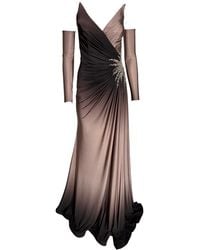 Cult Moda Rhinestone Embellished Burgundy Ombre Party Dress