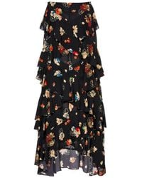 Libertine - Nina Simone Floral Ruffle Silk Skirt - Lyst