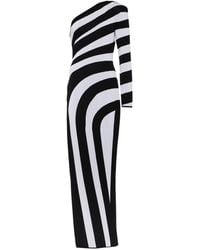 Balmain - Striped One-Shoulder Gown - Lyst