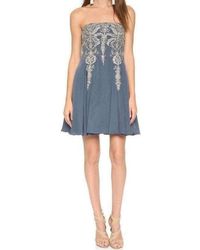 Marchesa - Embroidered Floral Strapless Dress - Lyst