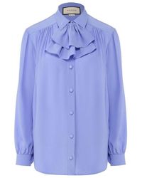 Gucci - Ruffle-neck Silk Blouse - Lyst