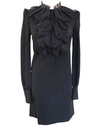 Gucci - Black Ruffle Lace Mini Dress - Lyst