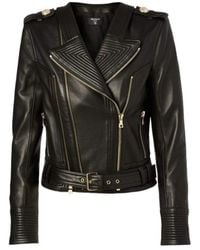 Balmain - Buckle Belt Leather Jacket Fr 38 (us 8) - Lyst