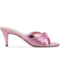Gucci - Knotted Metallic Leather Mid-heel Bow Mule It 36.5 - Lyst