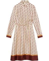 Gucci - Diagonal Horses Print Silk Shirt Dress - Lyst