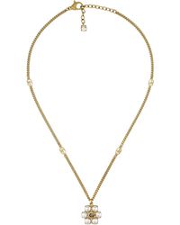 Gucci - Pearl Double G Necklace In Antique Gold Tone - Lyst