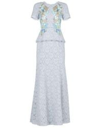 BCBGMAXAZRIA - Anaya Lace Peplum Sequin Detail Gown - Lyst