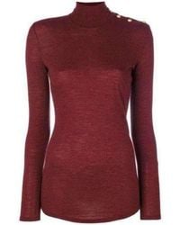 Balmain - Burgundy Wool Knit Turtleneck Sweater Fr 40 (us 10) - Lyst
