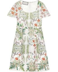 Gucci - Flora Print Cotton Midi Dress - Lyst
