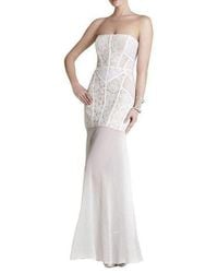 BCBGMAXAZRIA - Vivienne Lace Blocked Strapless Dress - Lyst