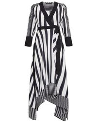 BCBGMAXAZRIA - Costa Stripe Faux Wrap Dress - Lyst