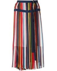 Sacai - Multi Coloured Striped Midi Skirt - Lyst