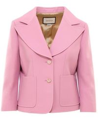 Gucci - Pink Silk And Wool Blazer Jacket - Lyst