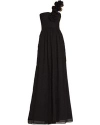 BCBGMAXAZRIA - Black Silk Chiffon Patricia One Shoulder Dress - Lyst