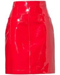 Gucci - Red Vinyl Mid Waist Midi Skirt - Lyst