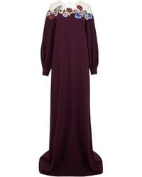 Oscar de la Renta - Appliquéd Tulle-Trimmed Silk-Blend Crepe Gown - Lyst