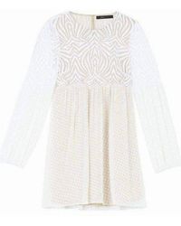 BCBGMAXAZRIA - Kitra Lace Peasant Dress - Lyst