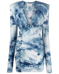Alexandre Vauthier - Tie-dye Print Ruched Mini Dress - Lyst