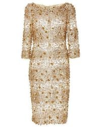 Naeem Khan - Beaded Gold Fitted Cocktail Dress - Lyst