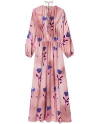 Gucci - Silk Crepe De Chine Floral Print Dress - Lyst