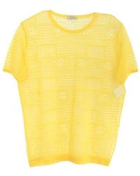 Nina Ricci - Yellow Silk Sheer Fine Knit T-shirt - Lyst