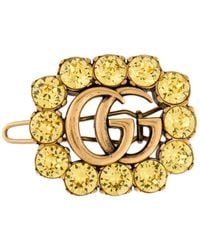Gucci - Crystal Interlocking G Hair Clip Yellow - Lyst