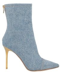 Balmain - Skye Denim Ankle Boots - Lyst